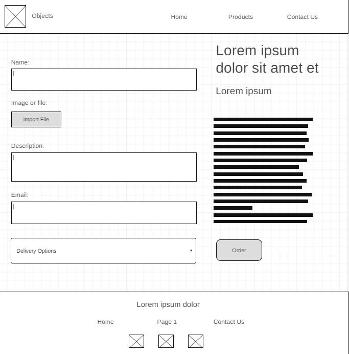Cutsom Order wireframe