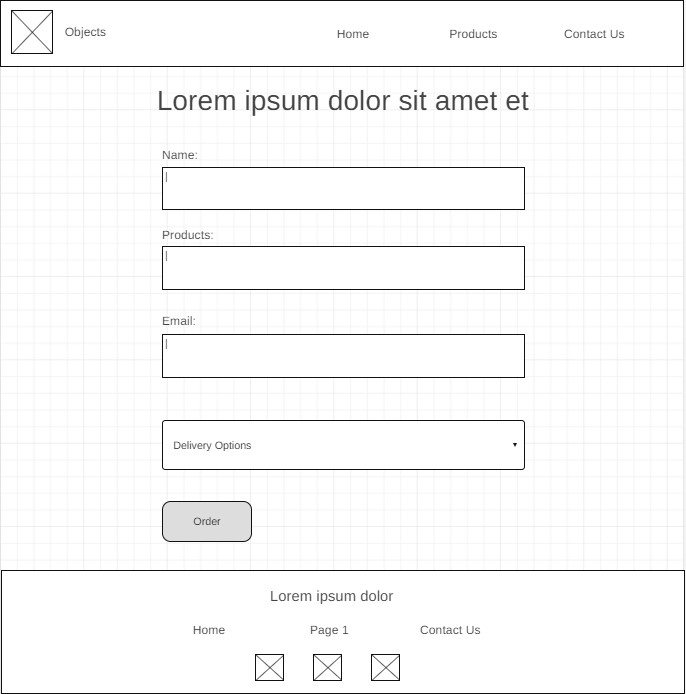 Product Order wireframe